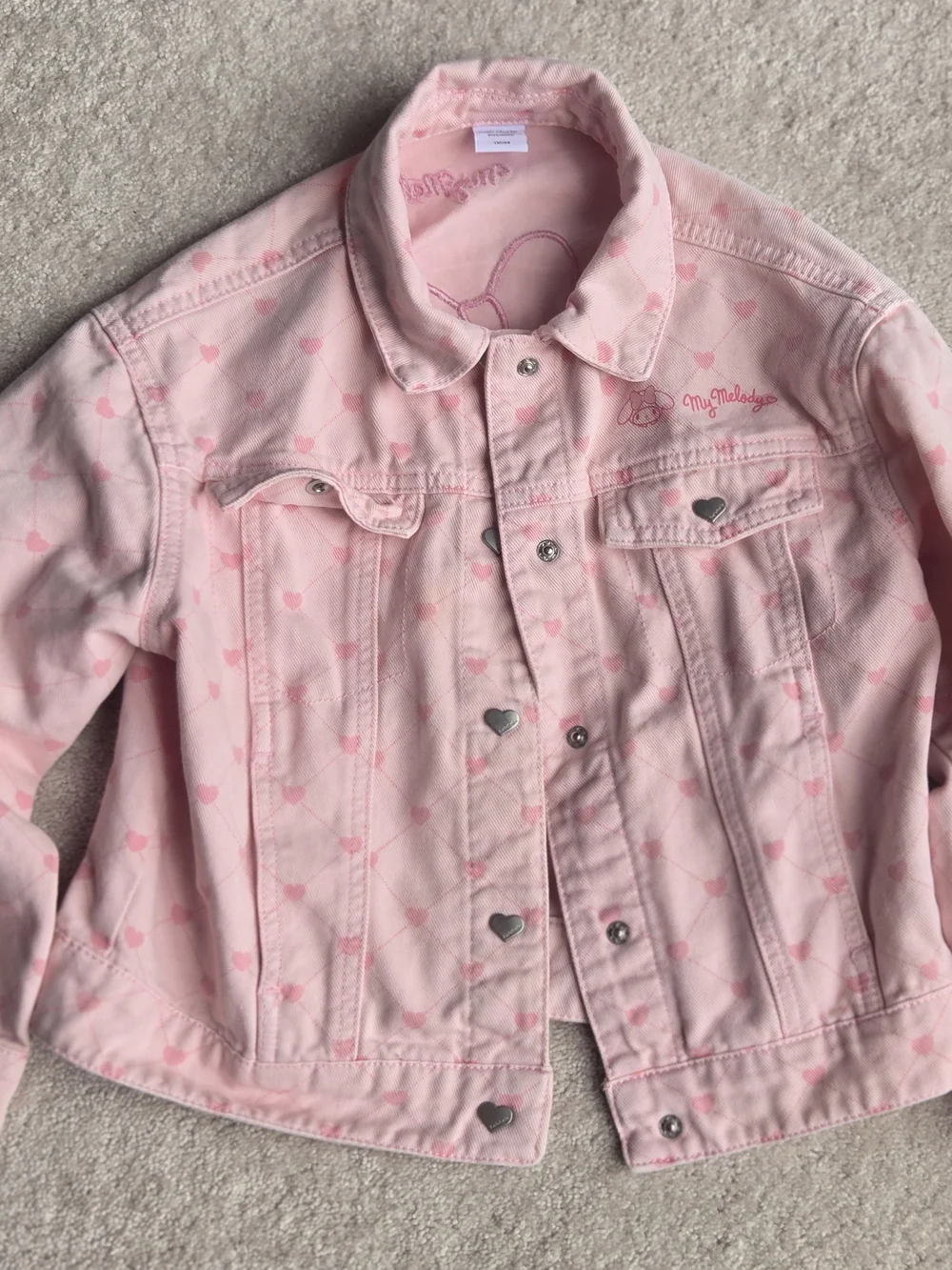 Sanrio My Melody Pink Jean Jacket with Heart Print
